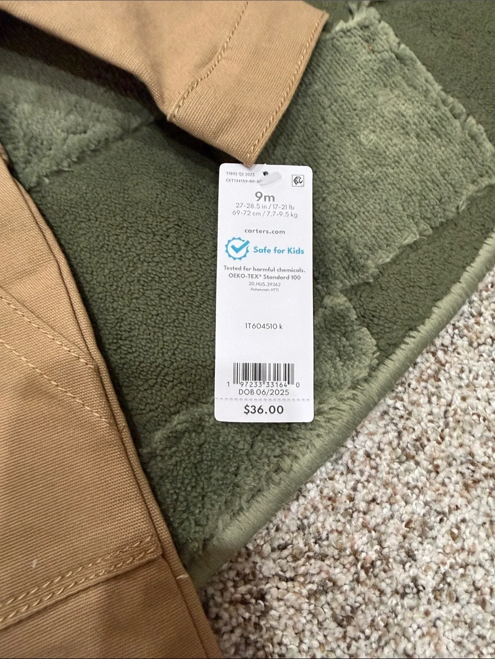 Carter's Tan Utility Baby Jumpsuit + Winnie the Pooh onesie bundle